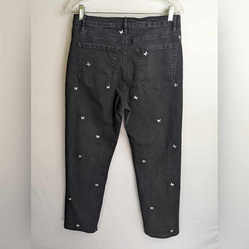 Angel Kiss Denim Jeans Black women's mom jeans Sz 9/29 Butterflies C2